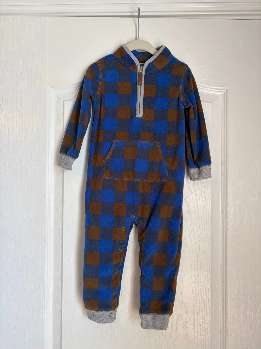 NWOT Carter’s Blue and Brown Buffalo Plaid One-Piece 18M